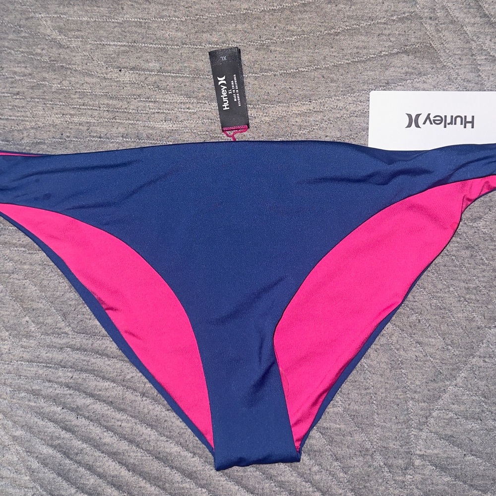 $13 Friday deal Hurley Blue and Pink  Reversible Bikini Swim Bottom NWT XL